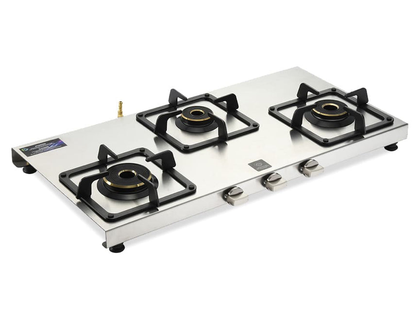 3 burner steel cooktops