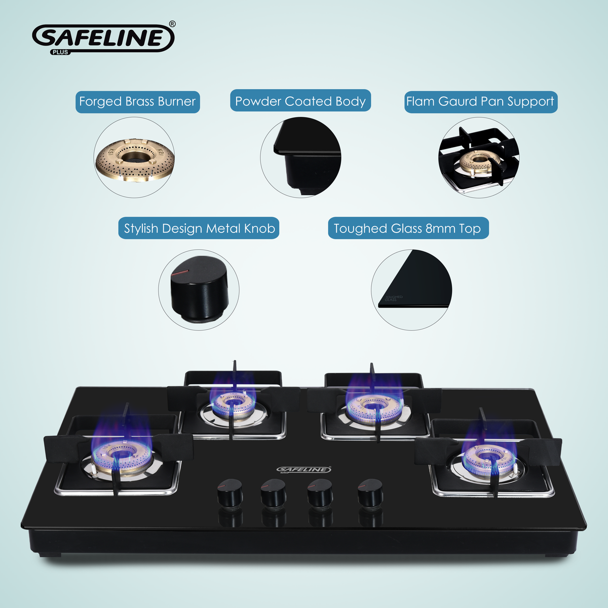 4b hobtop black glass manual igntion tabletop cooktop 2 years warranty