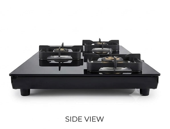 3 Burner 2mm Black Titanium Stainless steel Gas Cooktop. Premium 5G brass burners. Manual Ignition