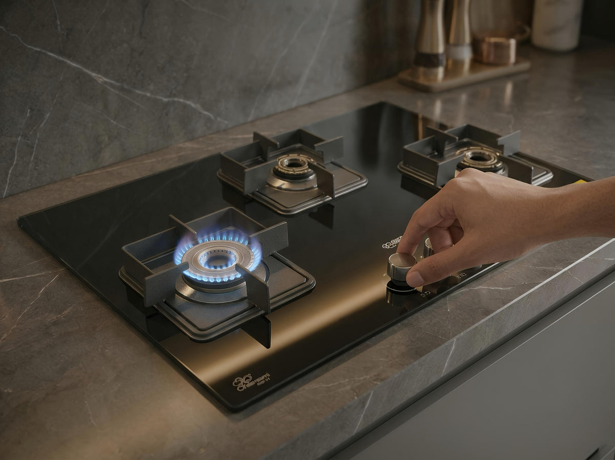 3b built in hob black glass