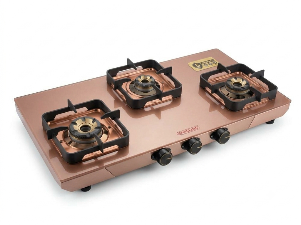 Safeline Plus Astor Series 3 Burner Gas Stove – Rose Gold Stainless Steel