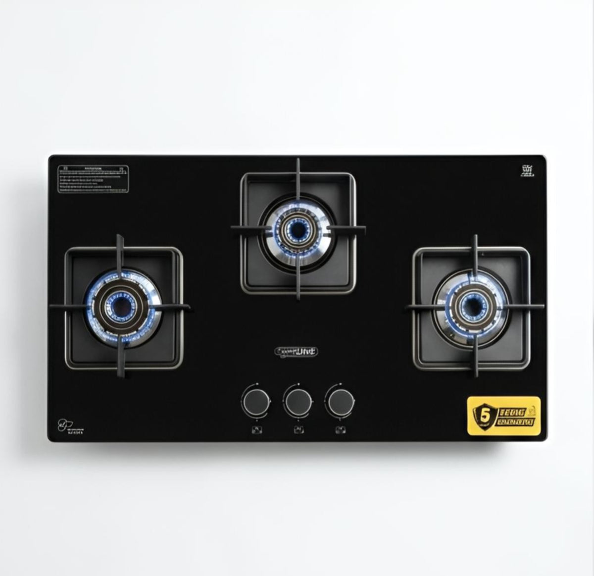 3b built in hob black glass