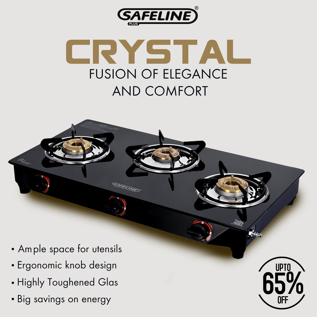 3 burner glasstop gas stove manual ignition