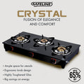 3 burner glasstop gas stove manual ignition