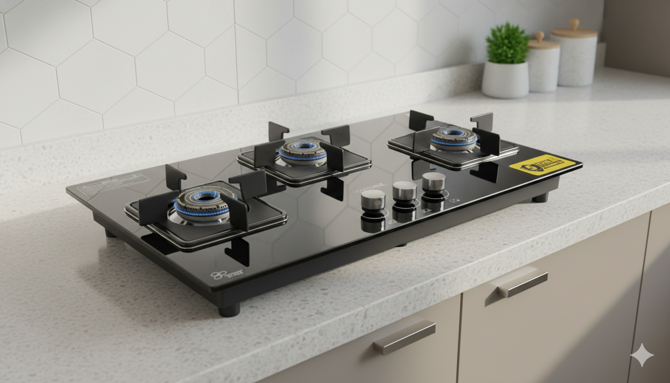 3br inbuilt hob glasstop 8mm automatic