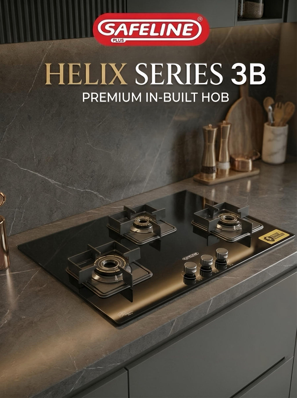 3b built in hob black glass