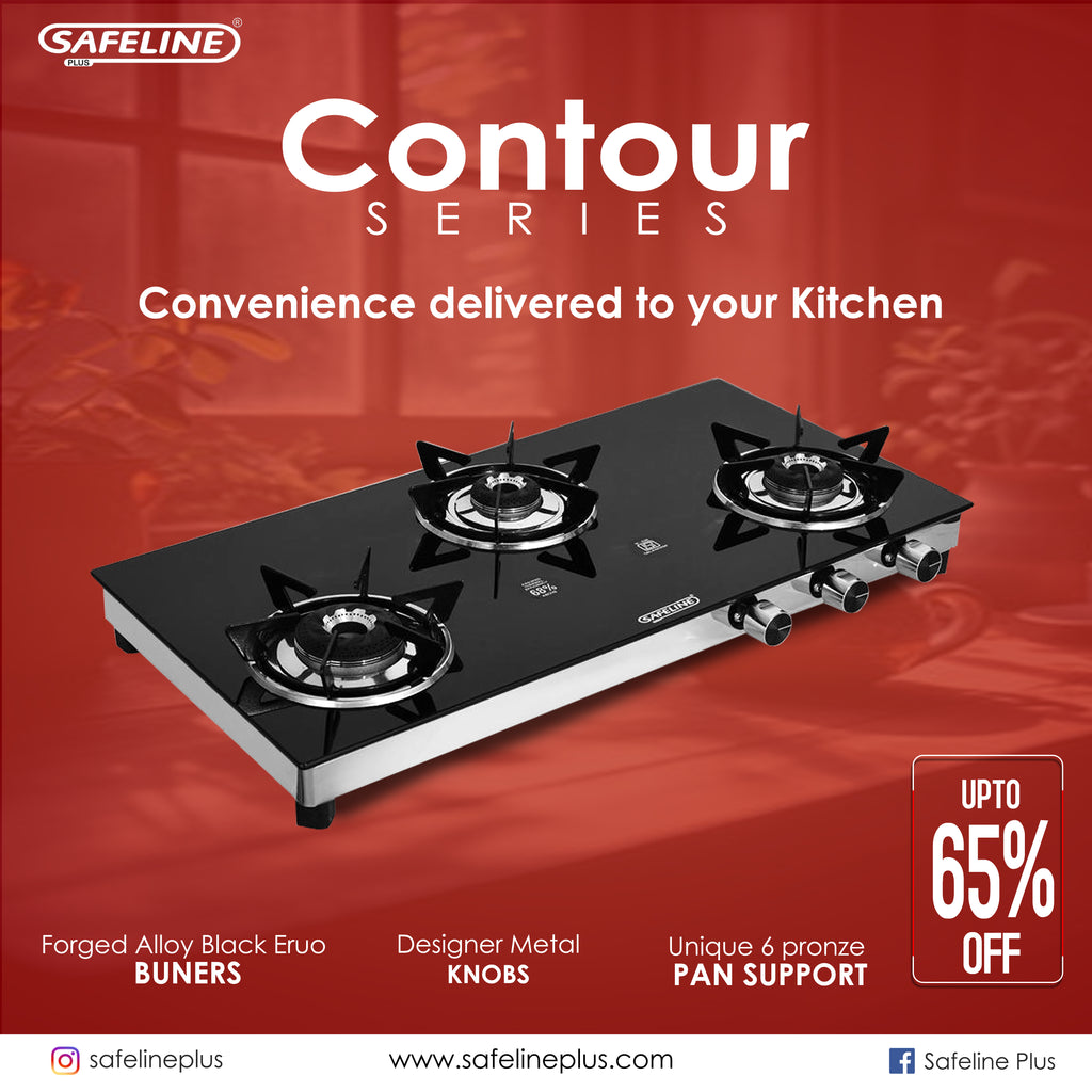 3 burner contour series glasstop gas stove with 2 year warranty