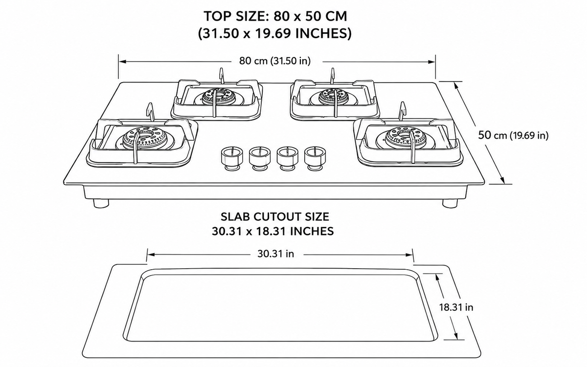Safeline Plus 4br Alex series stainless steel built in hob automatic