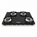 4 BURNER 2MM BLACK TITANIUM STAINLESS STEEL GAS COOKTOp. PREMIUM 5G BRASS BURNERS. MANUAL IGNITION
